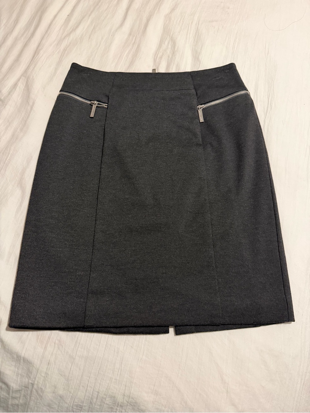 Michael Kors Charcoal Pencil Skirt with Silver Zippers